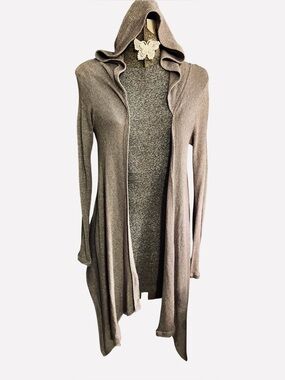 Freshman 1996 Gray Asymmetrical Open Front Hooded Cardigan- Size M